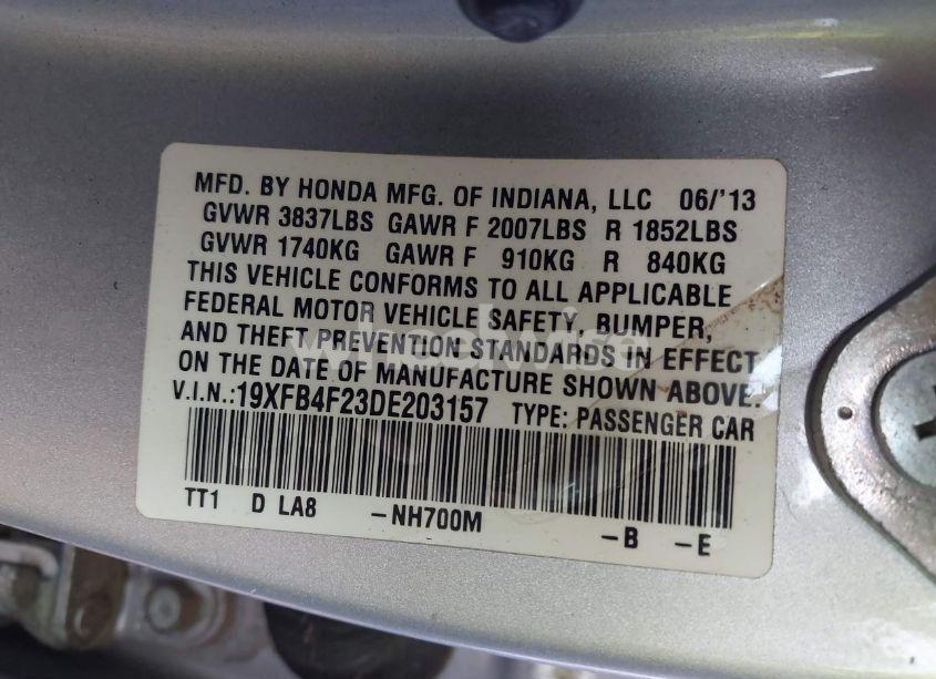 Photo 9 of 2013 Honda Civic HYBRID (VIN 19XFB4F23DE203157)