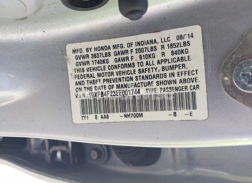 Photo 9 of 2014 Honda Civic HYBRID (VIN 19XFB4F23EE001744)
