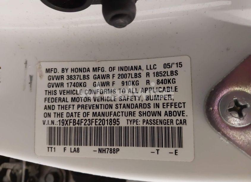 Photo 9 of 2015 Honda Civic HYBRID (VIN 19XFB4F23FE201895)