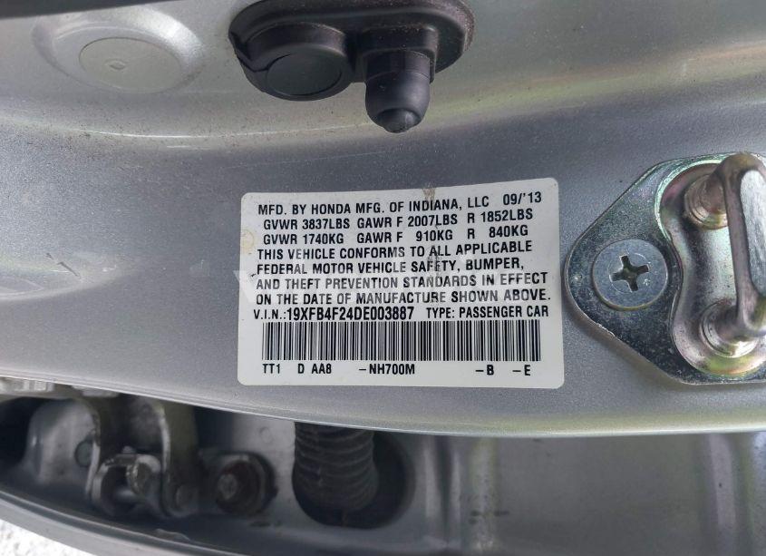 Photo 9 of 2013 Honda Civic HYBRID (VIN 19XFB4F24DE003887)