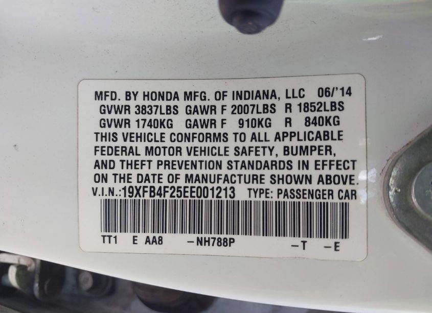 Photo 9 of 2014 Honda Civic HYBRID (VIN 19XFB4F25EE001213)