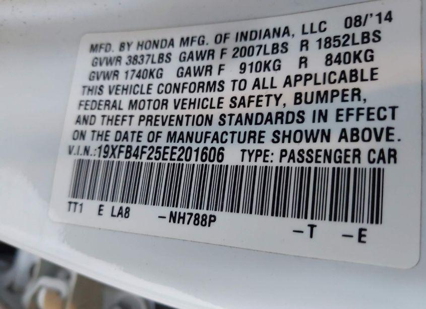 Photo 9 of 2014 Honda Civic HYBRID (VIN 19XFB4F25EE201606)