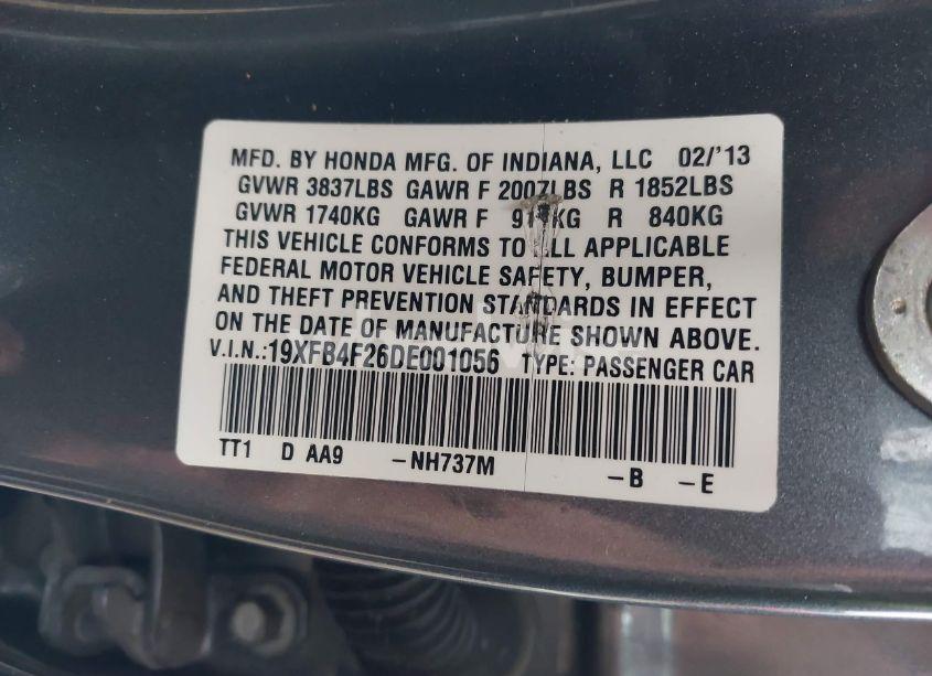 Photo 9 of 2013 Honda Civic HYBRID (VIN 19XFB4F26DE001056)