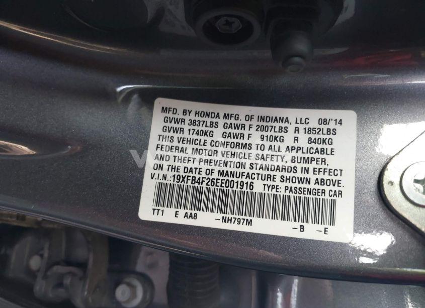 Photo 9 of 2014 Honda Civic HYBRID (VIN 19XFB4F26EE001916)