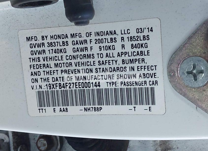 Photo 9 of 2014 Honda Civic HYBRID (VIN 19XFB4F27EE000144)