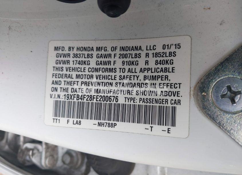 Photo 9 of 2015 Honda Civic HYBRID (VIN 19XFB4F28FE200676)