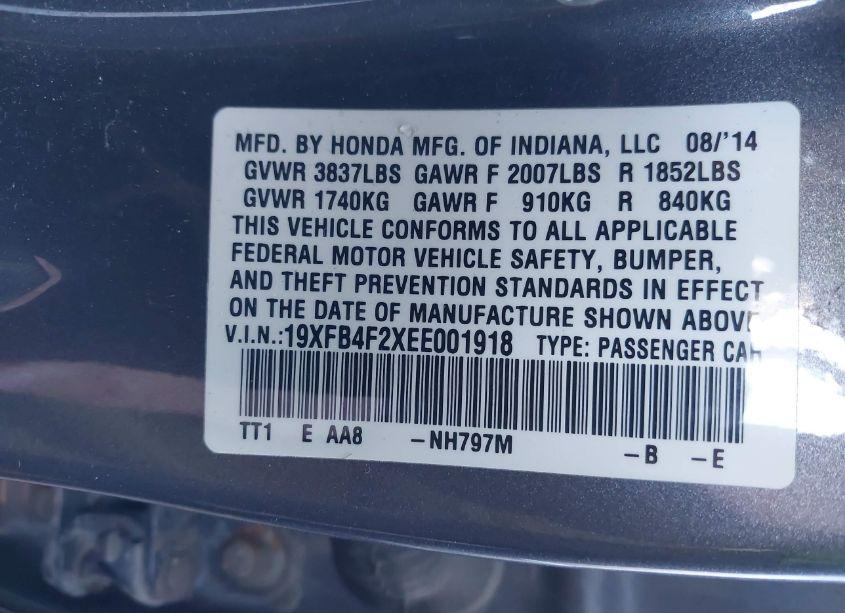 Photo 9 of 2014 Honda Civic HYBRID (VIN 19XFB4F2XEE001918)