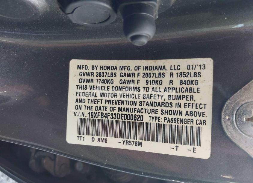 Photo 9 of 2013 Honda Civic HYBRID (VIN 19XFB4F33DE000620)