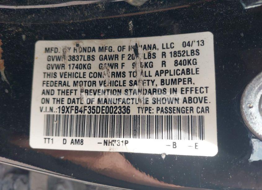 Photo 9 of 2013 Honda Civic HYBRID (VIN 19XFB4F35DE002336)