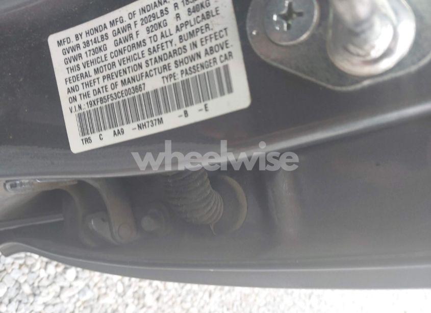 Photo 9 of 2012 Honda Civic SDN CNG/NATURAL GAS (VIN 19XFB5F53CE003667)