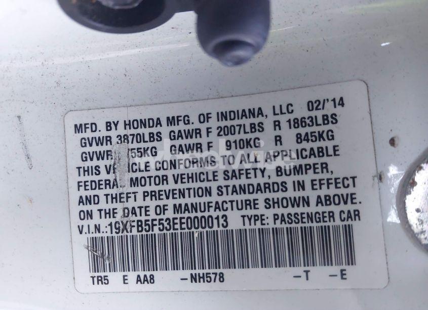 Photo 9 of 2014 Honda Civic NATURAL GAS (VIN 19XFB5F53EE000013)