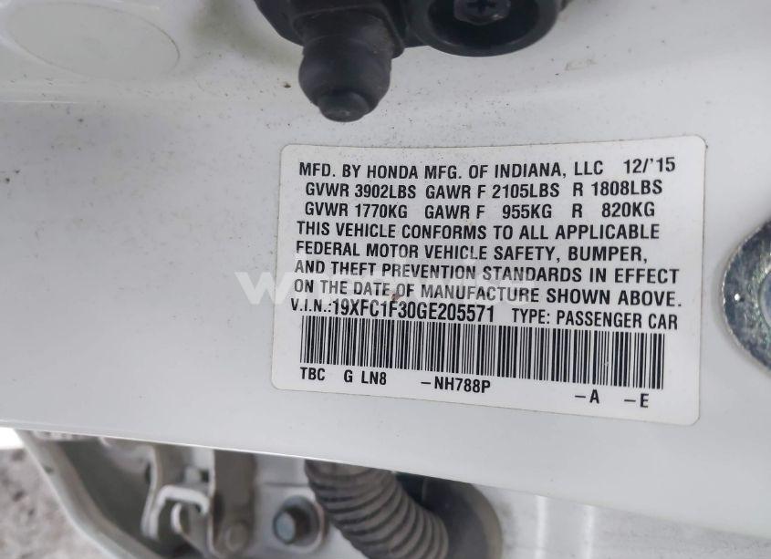 Photo 9 of 2016 Honda Civic EX-T (VIN 19XFC1F30GE205571)