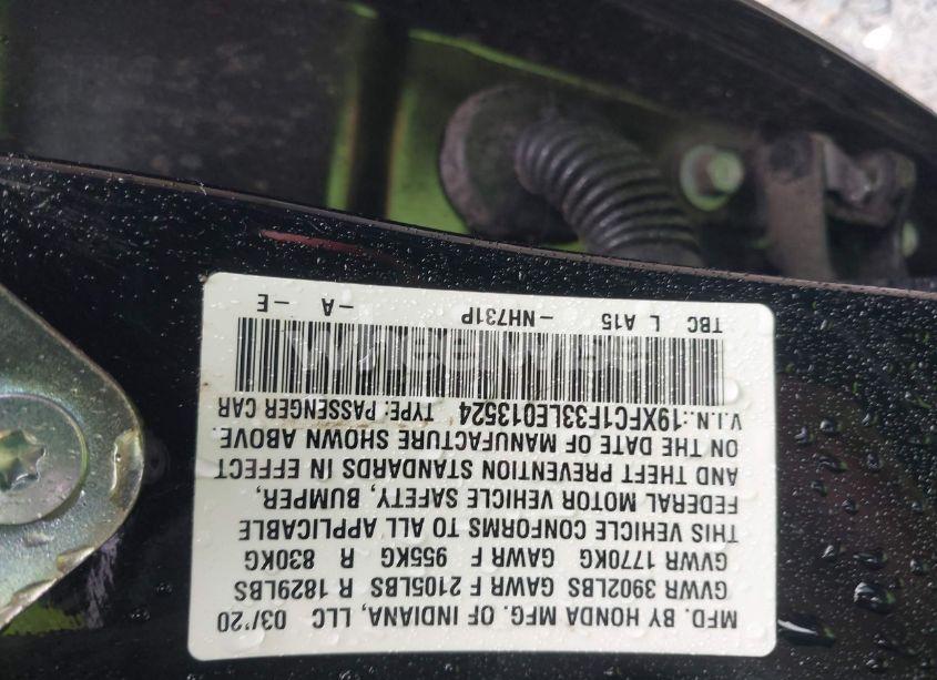 Photo 9 of 2020 Honda Civic EX (VIN 19XFC1F33LE013524)