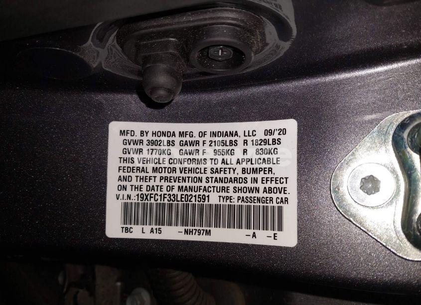 Photo 9 of 2020 Honda Civic EX (VIN 19XFC1F33LE021591)