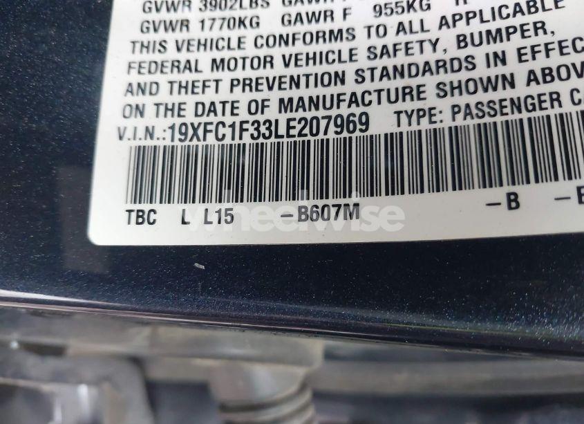 Photo 9 of 2020 Honda Civic EX (VIN 19XFC1F33LE207969)