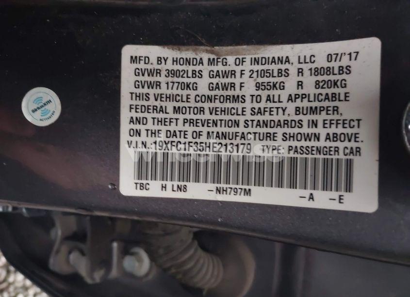 Photo 9 of 2017 Honda Civic EX-T (VIN 19XFC1F35HE213179)