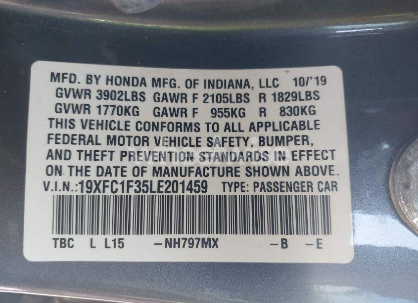 Photo 9 of 2020 Honda Civic EX (VIN 19XFC1F35LE201459)