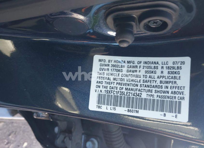 Photo 9 of 2020 Honda Civic EX (VIN 19XFC1F35LE214342)