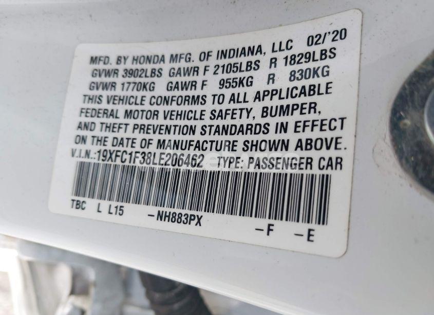 Photo 9 of 2020 Honda Civic EX (VIN 19XFC1F38LE206462)