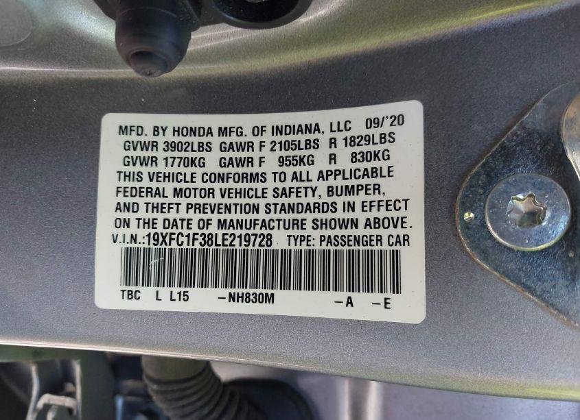 Photo 9 of 2020 Honda Civic EX (VIN 19XFC1F38LE219728)