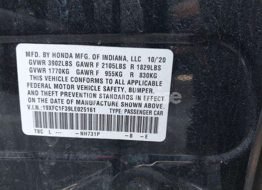 Photo 9 of 2020 Honda Civic EX (VIN 19XFC1F39LE025161)