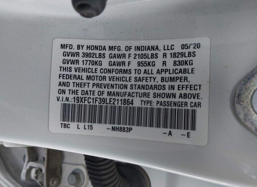 Photo 9 of 2020 Honda Civic EX (VIN 19XFC1F39LE211864)