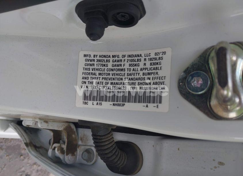 Photo 9 of 2020 Honda Civic EX (VIN 19XFC1F3XLE009633)