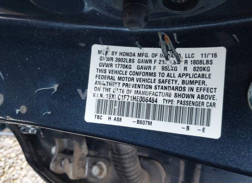 Photo 9 of 2017 Honda Civic EX-L (VIN 19XFC1F71HE006484)