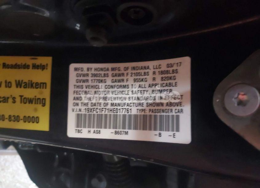 Photo 9 of 2017 Honda Civic EX-L (VIN 19XFC1F71HE017761)