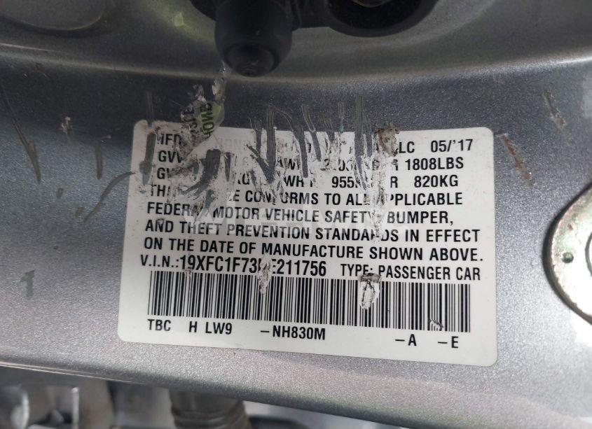 Photo 9 of 2017 Honda Civic EX-L (VIN 19XFC1F73HE211756)