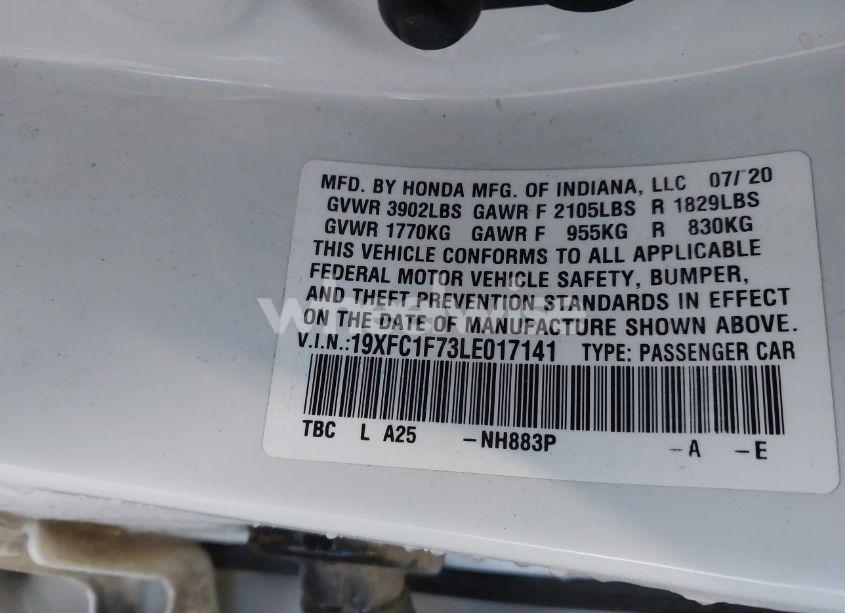 Photo 9 of 2020 Honda Civic EX-L (VIN 19XFC1F73LE017141)