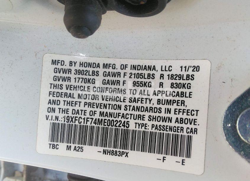 Photo 9 of 2021 Honda Civic EX-L (VIN 19XFC1F74ME002245)