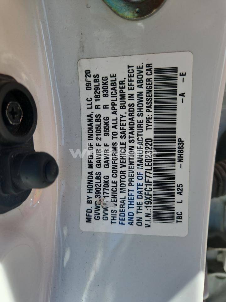 Photo 13 of 2020 HONDA CIVIC EXL (VIN 19XFC1F77LE023220)