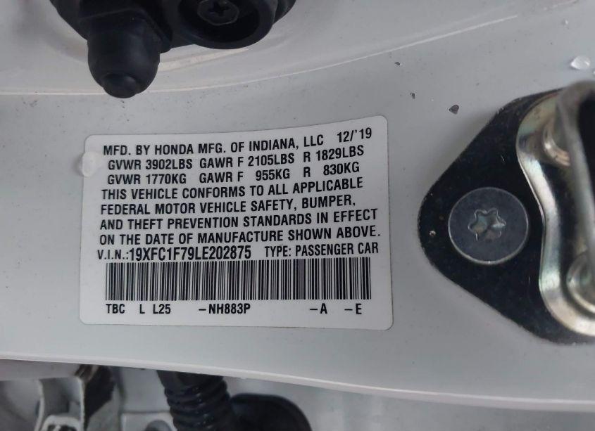 Photo 9 of 2020 Honda Civic EX-L (VIN 19XFC1F79LE202875)