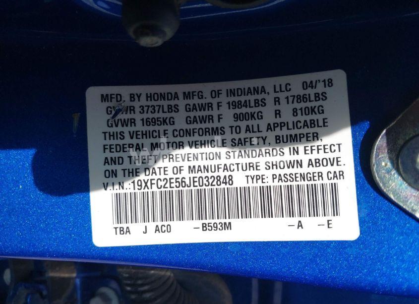 Photo 9 of 2018 Honda Civic LX (VIN 19XFC2E56JE032848)