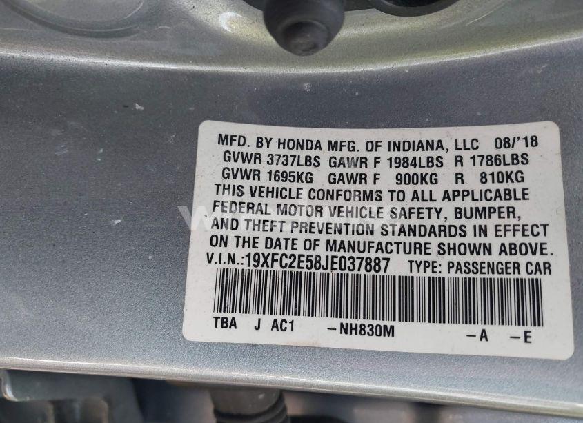 Photo 9 of 2018 Honda Civic LX (VIN 19XFC2E58JE037887)