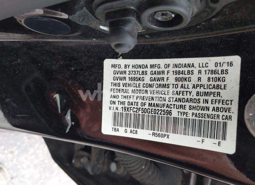 Photo 9 of 2016 Honda Civic LX (VIN 19XFC2F50GE022596)