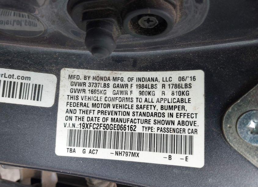 Photo 9 of 2016 Honda Civic LX (VIN 19XFC2F50GE066162)