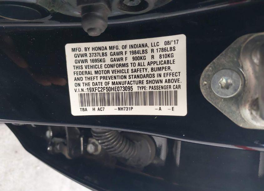 Photo 9 of 2017 Honda Civic LX (VIN 19XFC2F50HE073095)