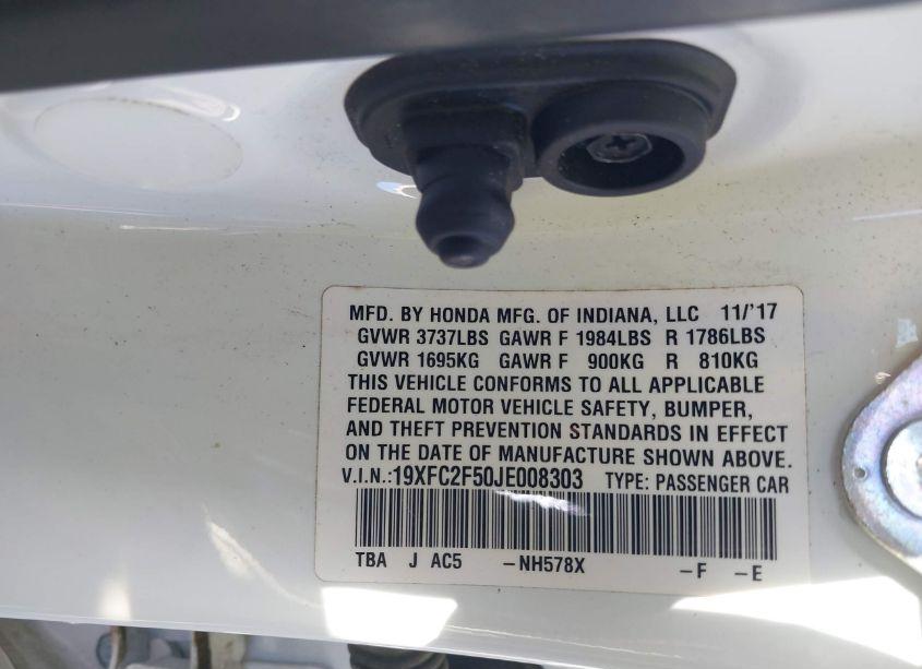 Photo 9 of 2018 Honda Civic LX (VIN 19XFC2F50JE008303)