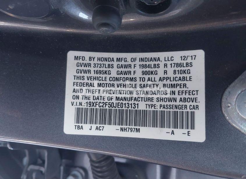 Photo 9 of 2018 Honda Civic LX (VIN 19XFC2F50JE013131)