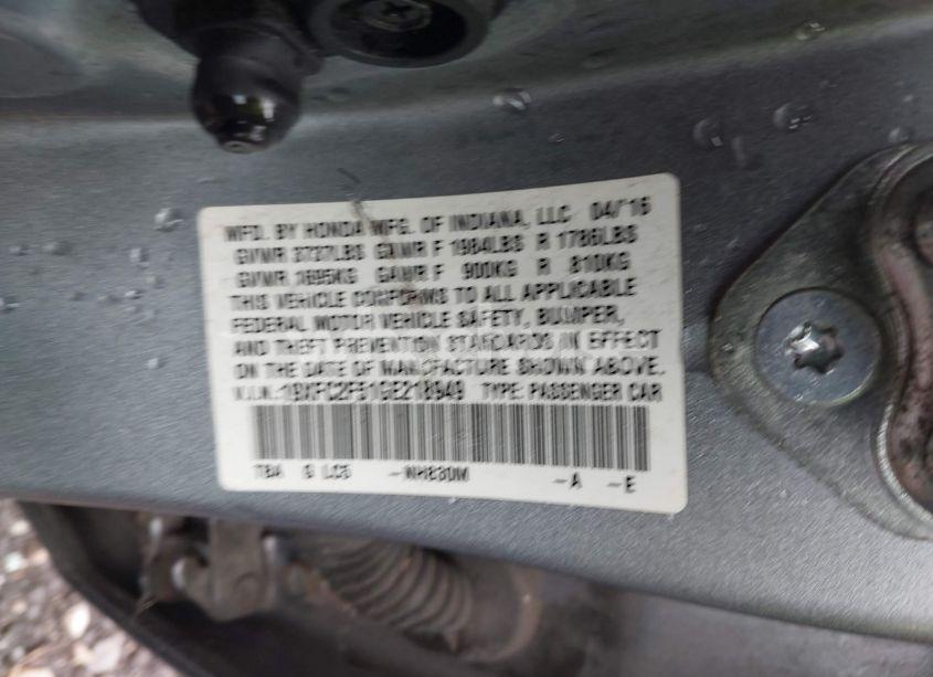 Photo 9 of 2016 Honda Civic LX (VIN 19XFC2F51GE218949)