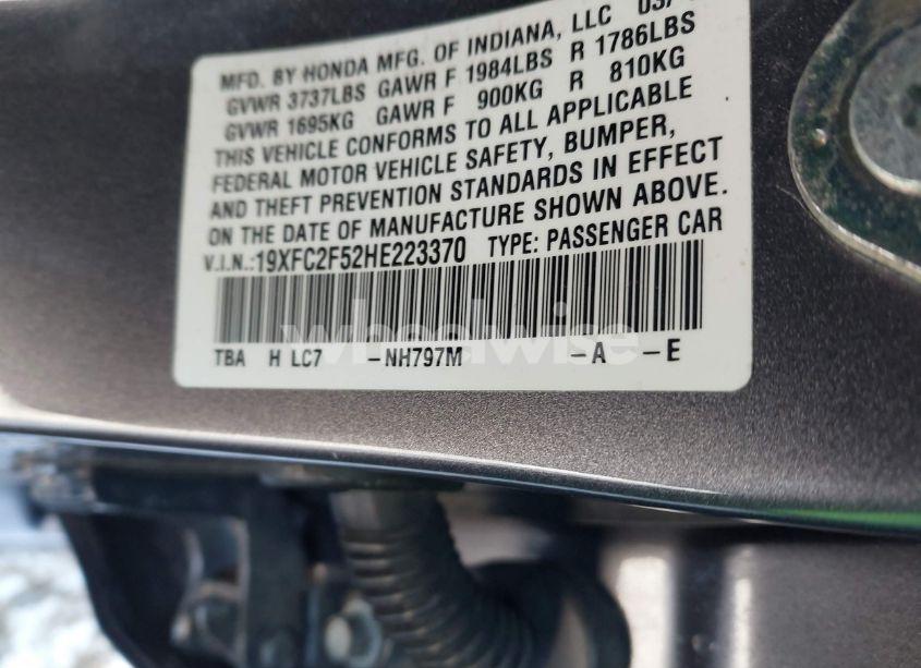 Photo 9 of 2017 Honda Civic LX (VIN 19XFC2F52HE223370)