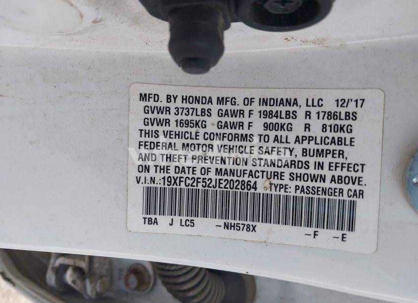 Photo 9 of 2018 Honda Civic LX (VIN 19XFC2F52JE202864)