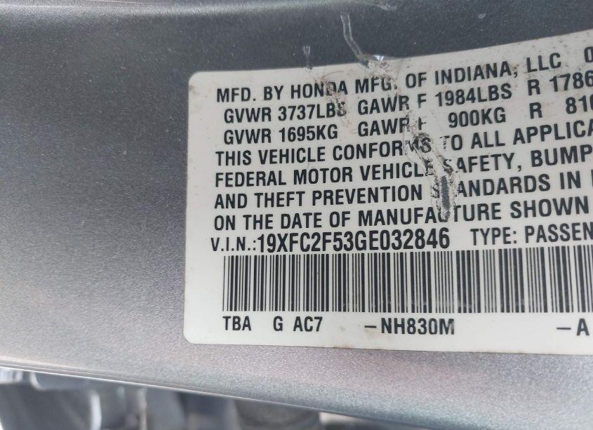 Photo 9 of 2016 Honda Civic LX (VIN 19XFC2F53GE032846)