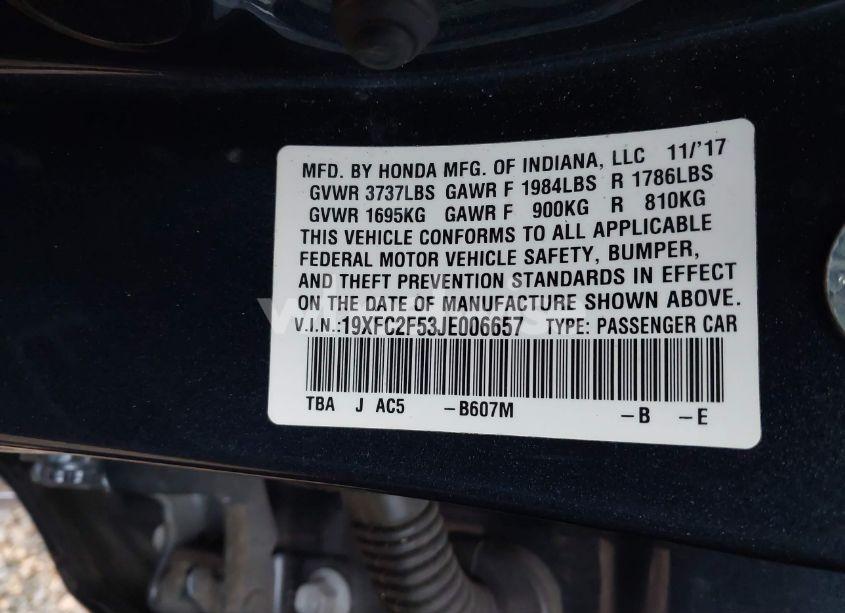 Photo 9 of 2018 Honda Civic LX (VIN 19XFC2F53JE006657)