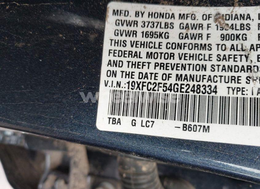 Photo 9 of 2016 Honda Civic LX (VIN 19XFC2F54GE248334)