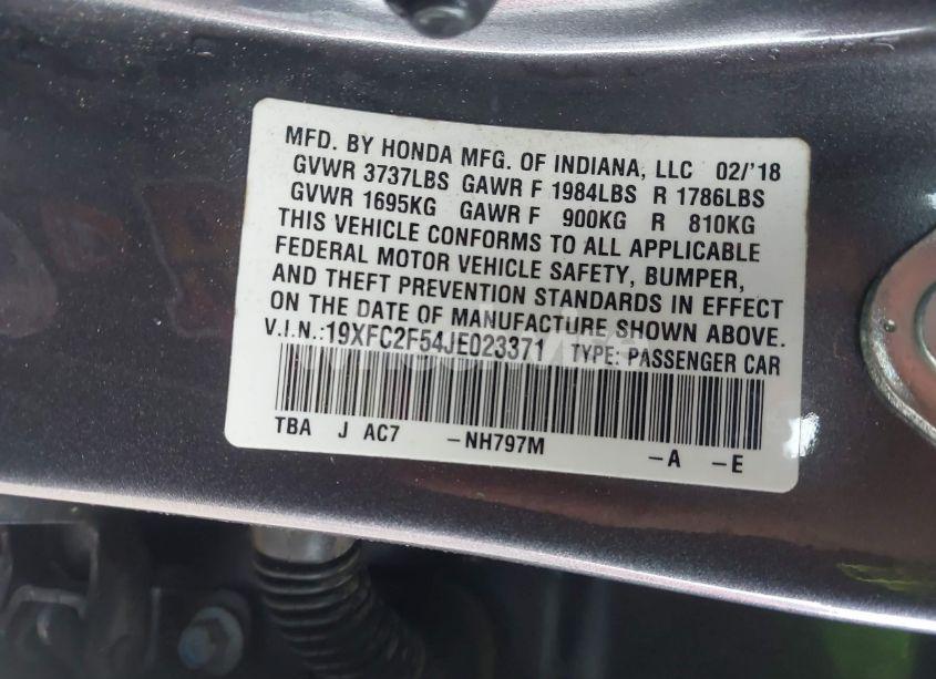 Photo 9 of 2018 Honda Civic LX (VIN 19XFC2F54JE023371)