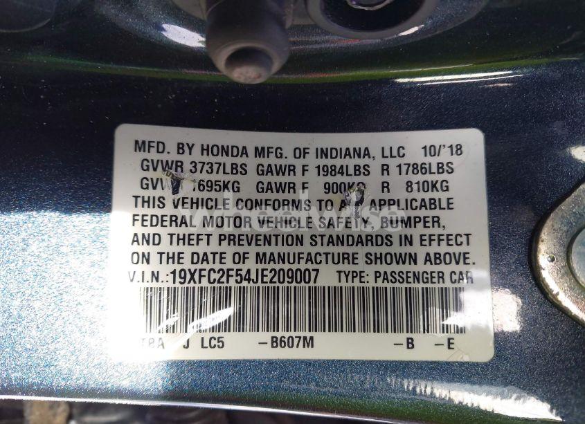 Photo 9 of 2018 Honda Civic LX (VIN 19XFC2F54JE209007)