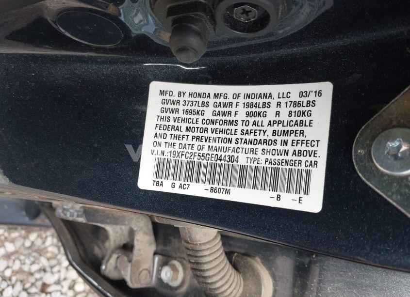 Photo 9 of 2016 Honda Civic LX (VIN 19XFC2F55GE044304)